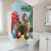 Rideaux De Douche Chat d'ornement de Noël (En situation)