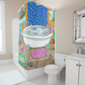 Rideaux De Douche Chat drôle dans Bain 665 (En situation)