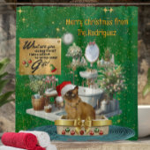 Rideaux De Douche Chat drôle de Noël en boîte à lettres