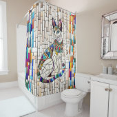 Rideaux De Douche Chat égyptien - Art Mosaïque (En situation)