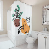 Rideaux De Douche Chat et le plante (En situation)