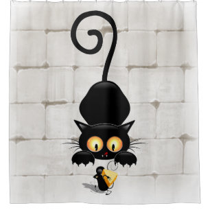 Rideaux De Douche Chat et souris avec des personnages de dessin amus