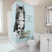Rideaux De Douche Chat gris tabby indépendant bleu mignon drôle (En situation)