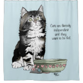 Rideaux De Douche Chat gris tabby indépendant bleu mignon drôle (Devant)