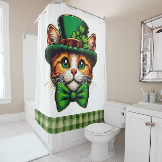 Rideaux De Douche Chat mignon/chaton Saint Patrick's Day (En situation)