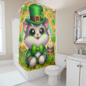 Rideaux De Douche Chat mignon/chaton Saint Patrick's Day (En situation)