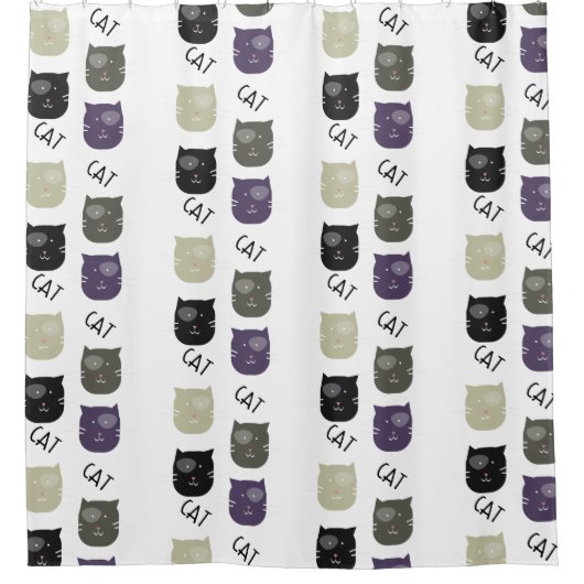 Rideaux De Douche Chat mignon noir violet gris noir (Devant)