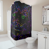 Rideaux De Douche Chat Neon Glow (En situation)