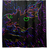 Rideaux De Douche Chat Neon Glow (Devant)