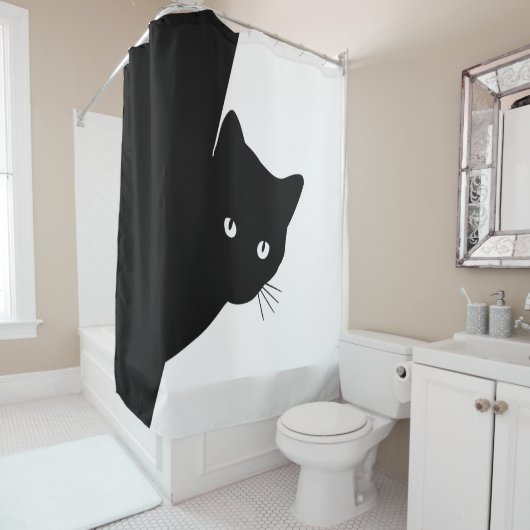 Rideaux De Douche Chat noir (En situation)