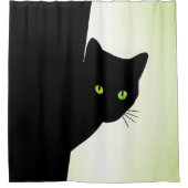 Rideaux De Douche Chat noir à oreille verte (Devant)
