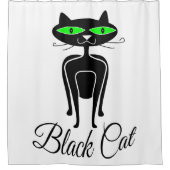 Rideaux De Douche Chat noir aux yeux verts (Devant)