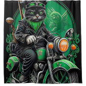 Rideaux De Douche Chat noir conduite vélo St. Patrick's Day (Devant)