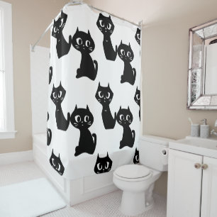 Rideaux De Douche Chat noir curieux