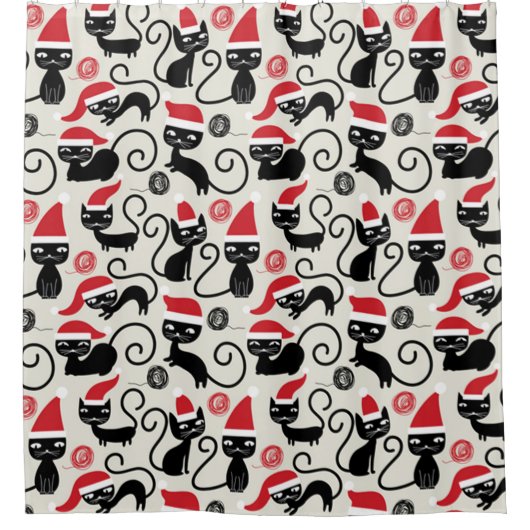 Rideaux De Douche Chat noir de Noël (Devant)