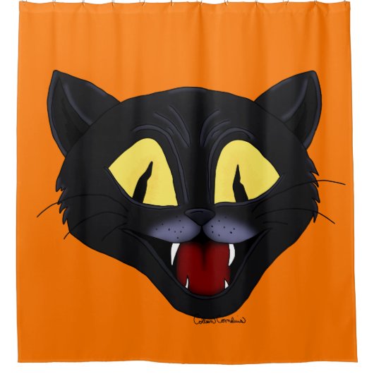 Rideaux De Douche Chat noir d'Halloween (Devant)