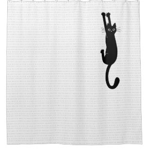 Rideaux De Douche Chat noir drôle accrochant sur Kitty fou