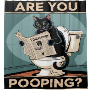 Rideaux De Douche Chat noir drôle "Êtes-vous en train de faire caca 