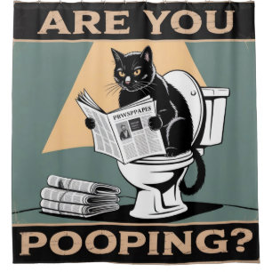 Rideaux De Douche Chat noir drôle "Êtes-vous en train de faire caca 