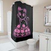 Rideaux De Douche Chat noir gothique (En situation)