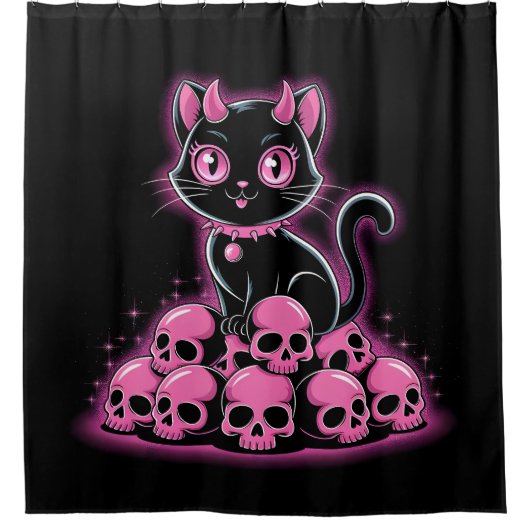 Rideaux De Douche Chat noir gothique (Devant)
