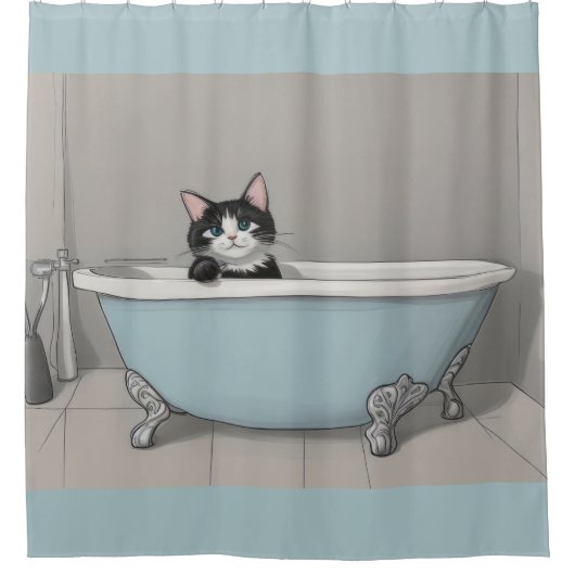 Rideaux De Douche Chat noir mignon (Devant)