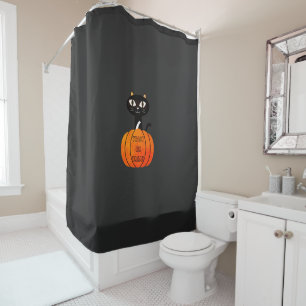 Rideaux De Douche Chat noir orange Citrouille Tricoter ou traiter Ha