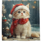 Rideaux De Douche Chat Persan Noël Vintage Plage (Devant)