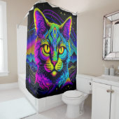 Rideaux De Douche Chat psychédélique (En situation)
