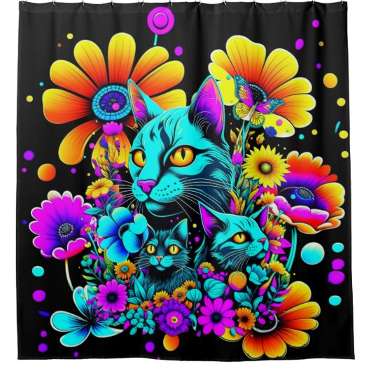 Rideaux De Douche Chat Psychedélique Kitty (Devant)