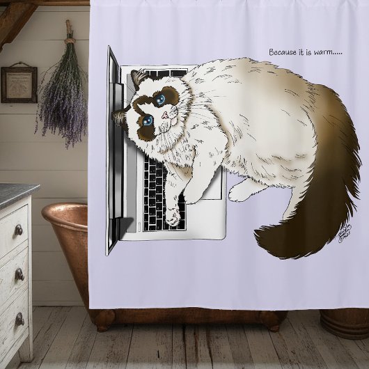 Rideaux De Douche Chat Ragdoll Fluffy Lavande Ordinateur Portable Dr