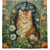Rideaux De Douche Chat rouge dans le jardin Art nouveau (Devant)