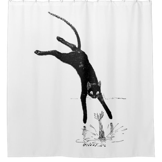 Rideaux De Douche Chat Sauter dans l'étang, Alexandre Steinlen (Devant)