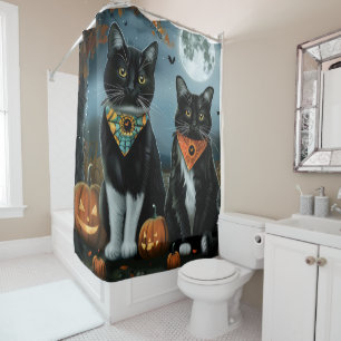 Rideaux De Douche Chat Smoking Halloween Ensorcelant