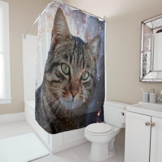 Rideaux De Douche Chat spatial (En situation)