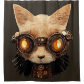 Rideaux De Douche Chat Steampunk Gothique Retro Kitty Portrait (Devant)