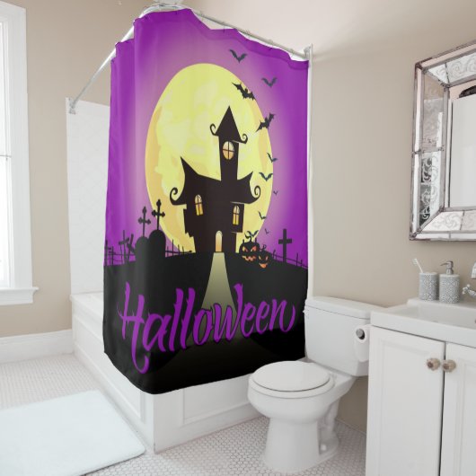 Rideaux De Douche Château de Halloween (En situation)