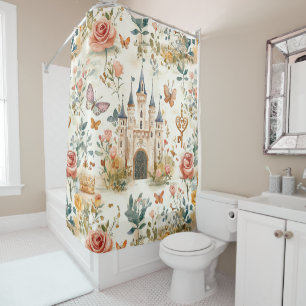Rideaux De Douche Château Médiéval Floral Fantaisie Whimsique Vintag
