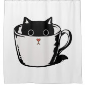 Rideaux De Douche Chaton noir avec nez rouge caché dans une tasse (Devant)