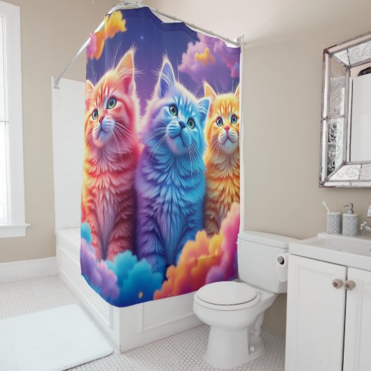 Rideaux De Douche Chatons colorés (En situation)