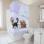 Rideaux De Douche Chatons de Noël Purrr-fect (En situation)