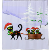 Rideaux De Douche Chatons de Noël Purrr-fect (Devant)