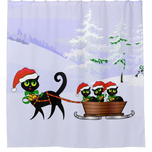 Rideaux De Douche Chatons de Noël Purrr-fect (Devant)