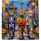 Rideaux De Douche Chats abyssiniens - Trick ou traitement en Hallowe (Devant)