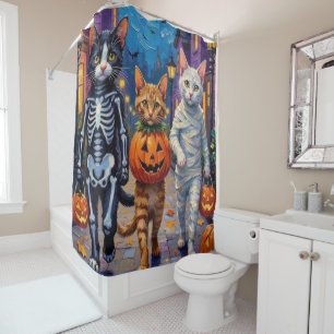 Rideaux De Douche Chats Angora Turcs En Costumes Halloween
