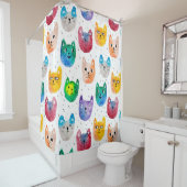 Rideaux De Douche Chats aquarelles et amis (En situation)