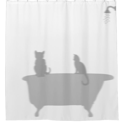 Rideaux De Douche Chats Dans Bain Douche Silhouette Ombre Drôle (Devant)