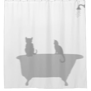 Rideaux De Douche Chats dans la baignoire douche silhouette ombre dr
