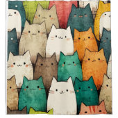 Rideaux De Douche Chats de dessin animé en art vertical (Devant)