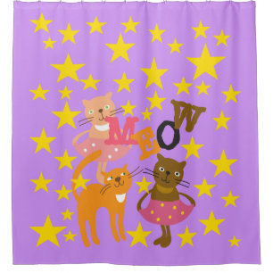 Rideaux De Douche Chats De Meow Aux Étoiles